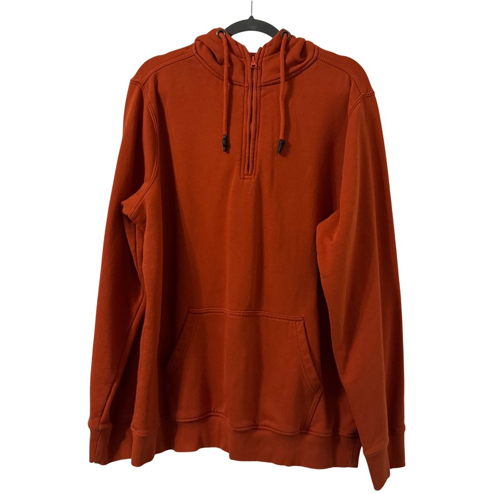 WILFULL Hoodie‎ Mens 2XL Orange Long Sleeve Quarter Zip Fleece Casual